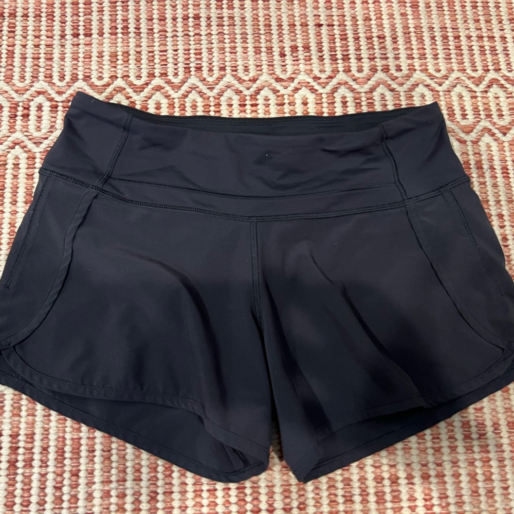 Lululemon Speed Short, black on black, size 4